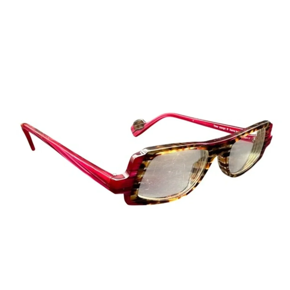 Vintage Theo Mango Eyeglasses Tortoise Pink Architectural Frame Belgium Women KC